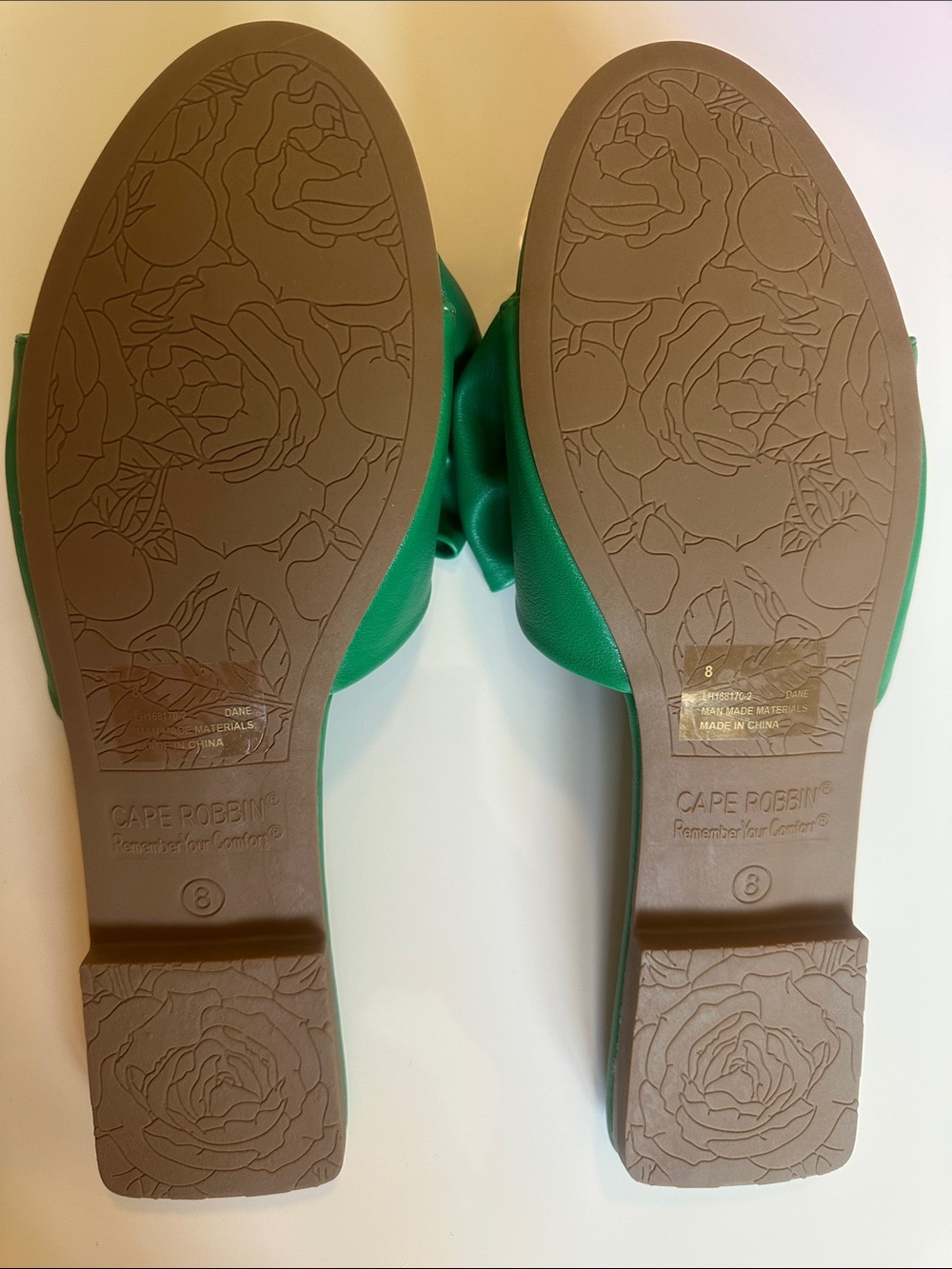 NIB Cape Robbin Emerald Green Bow Slide Sandals - Picture 4 of 4